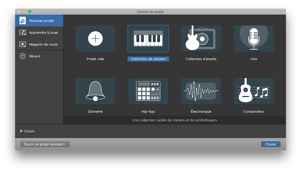 Configuration de garageBand